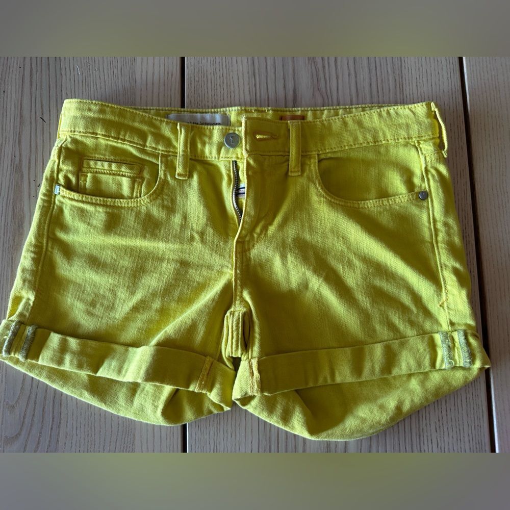 Anthropologie Pilcro & the Letterpress rolled yellow denim shorts size 26